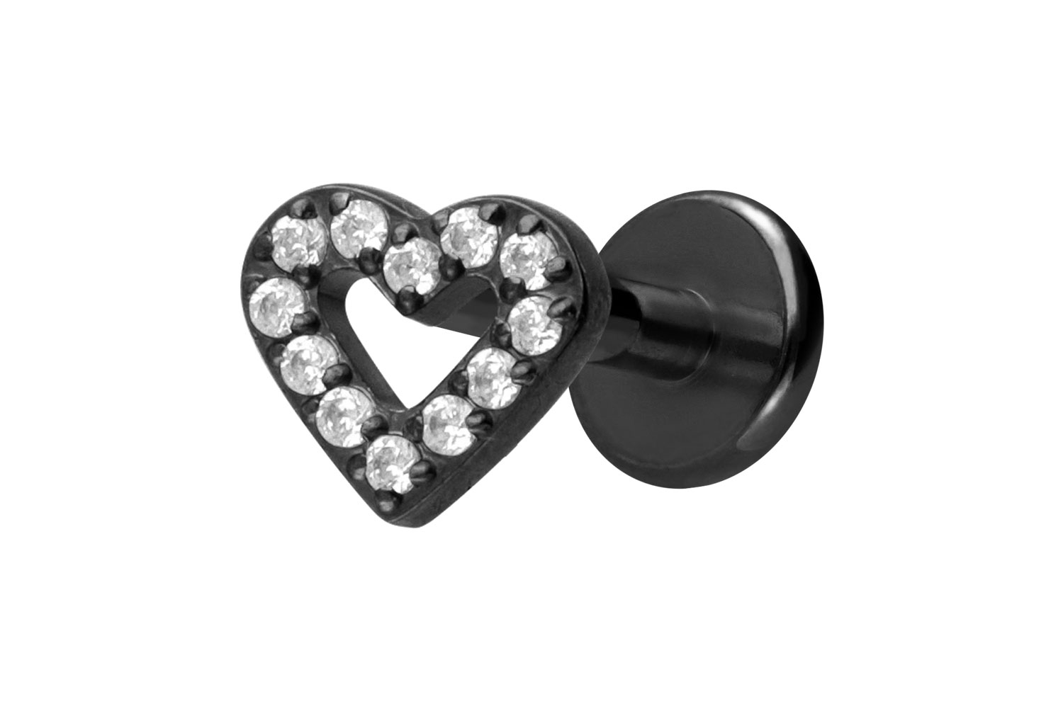 Titan Labret Piercing mit Innengewinde KRISTALLHERZ